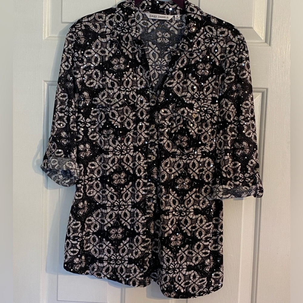 Emily Daniels Patterned Button Down Blouse